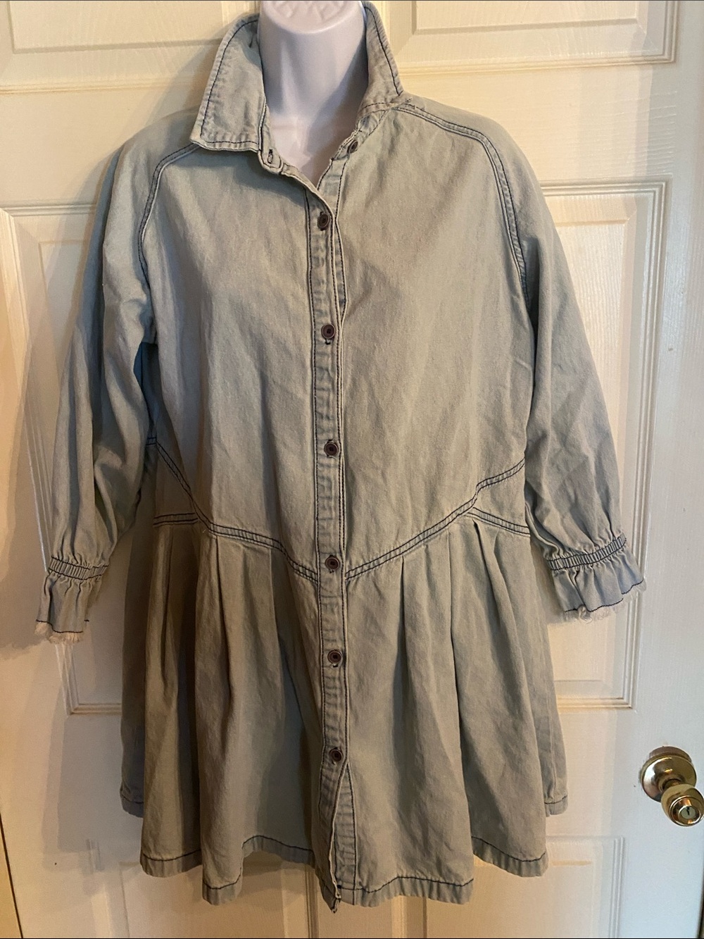 Savanna Jane Light Blue Denim Button-Front Jacket Dress